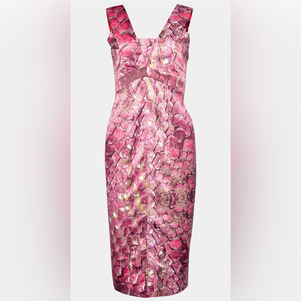 Roberto Cavalli Pink Printed Satin Sleeveless Mini
